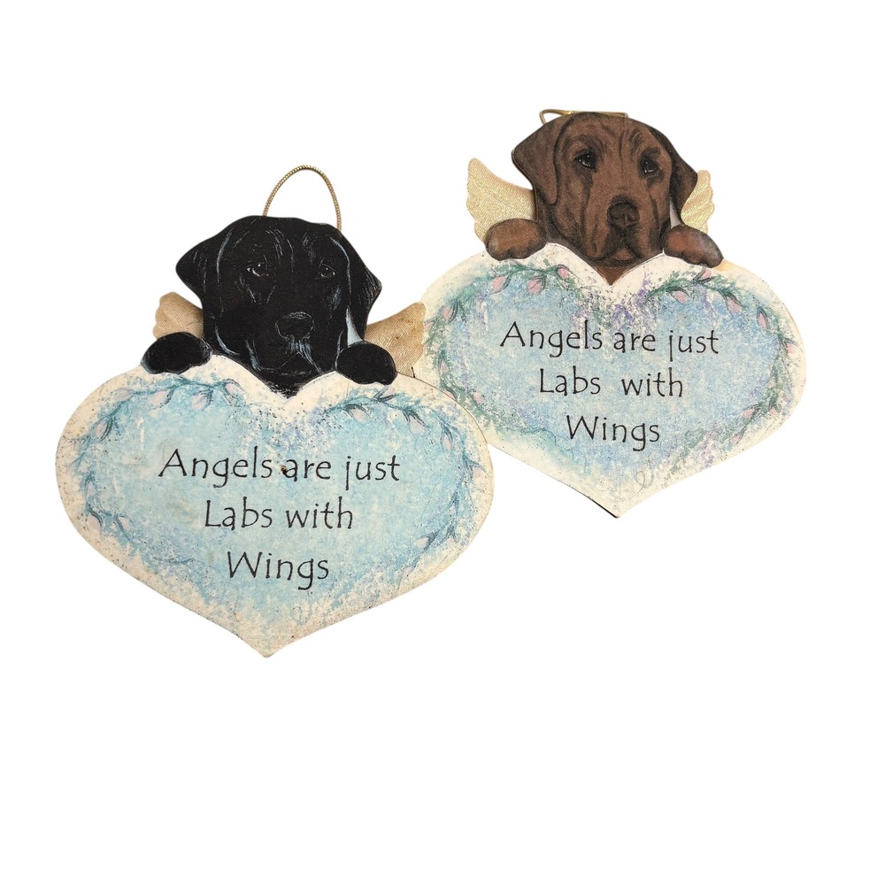 Labrador Angel Ornament Dog Black Brown Wings "Angels are just Labs with Wings"‎